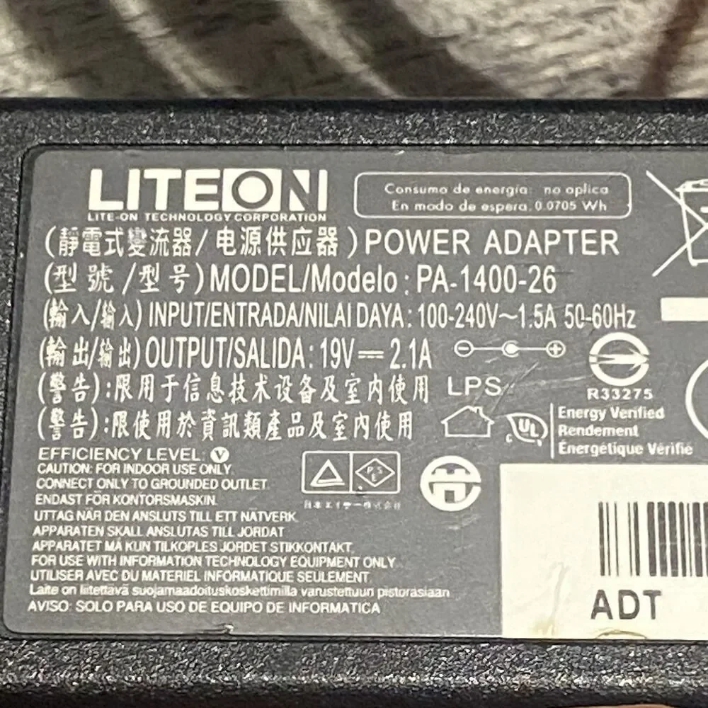 Genuine LiteOn PA-1400-26 40W AC Power Adapter 19V 2.1A OEM Tip 3.0mm OEM